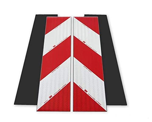 Reflecto - Magnetische 3M™ Kfz-Warnmarkierung 3410 4 x 141x564 mm nach DIN 30710 Anwendungspaket rot weiß mit praktischen hochwertigen Transportkarton zu Aufbewahrung von Reflecto