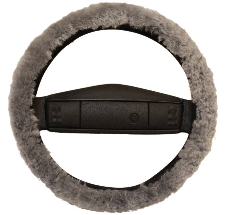 Reissner Lammfelle | LERA-15-SIL | Lenkradbezug Lenkradschoner Lenkradhülle für Auto und Wohnmobil | Echtes Merino Lammfell | Florhöhe 15mm | passend für ⌀40cm | Anti Rutsch | Farbe Silber grau von Reissner Lammfelle