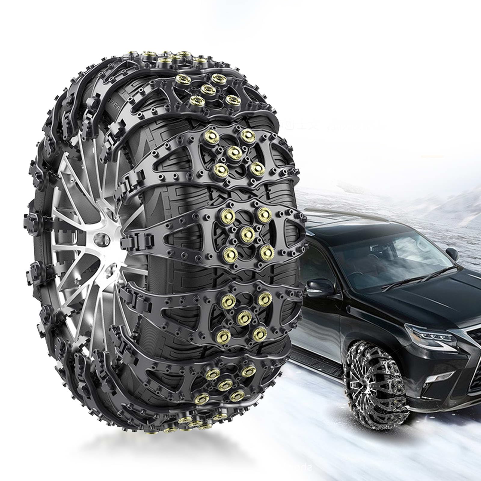 Schneeketten Universal,6er Set,Snow Chains for Cars,Reifengröße 165-235,Reifen Ketten,für Kleinwagen,SUVs,Nutzfahrzeuge und Andere Familienfahrzeuge von Reixuier