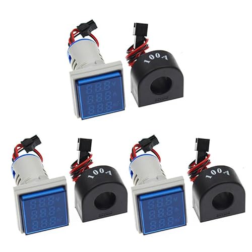 3Pcs AD16-22AVHMS 22mm AC 60-500V 0-100A 20-75Hz board (Blue) von Reland Sun