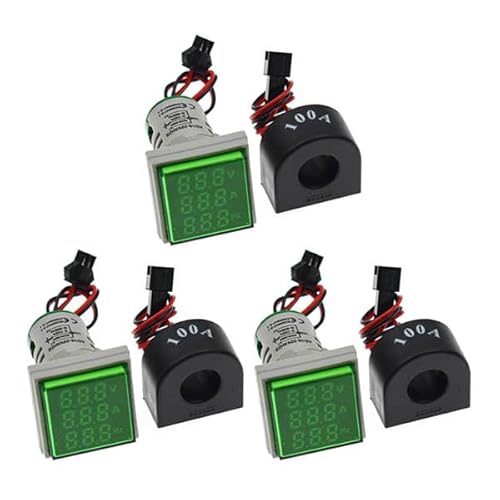 3Pcs AD16-22AVHMS 22mm AC 60-500V 0-100A 20-75Hz board (Green) von Reland Sun