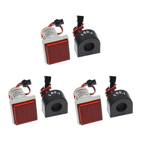 3Pcs AD16-22AVHMS 22mm AC 60-500V 0-100A 20-75Hz board (Red) von Reland Sun