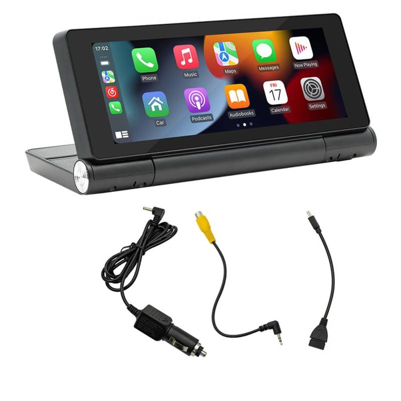 Remingtape 6,86-Auto-Tragbarer, Verstellbarer 180-Grad-Flip-Screen-Auto-Wireless-CarPlay-Android-Auto-Touch-Navigationsbildschirm von Remingtape