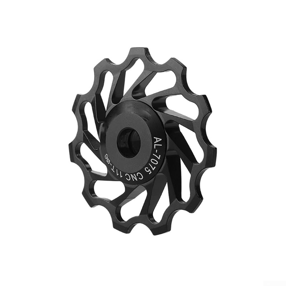 Leichtgängiges Führungsrad aus Aluminiumlegierung für MTB, Rennrad, verstellbare Größen, Kettenrutschschutz (11T schwarz) von RemixAst