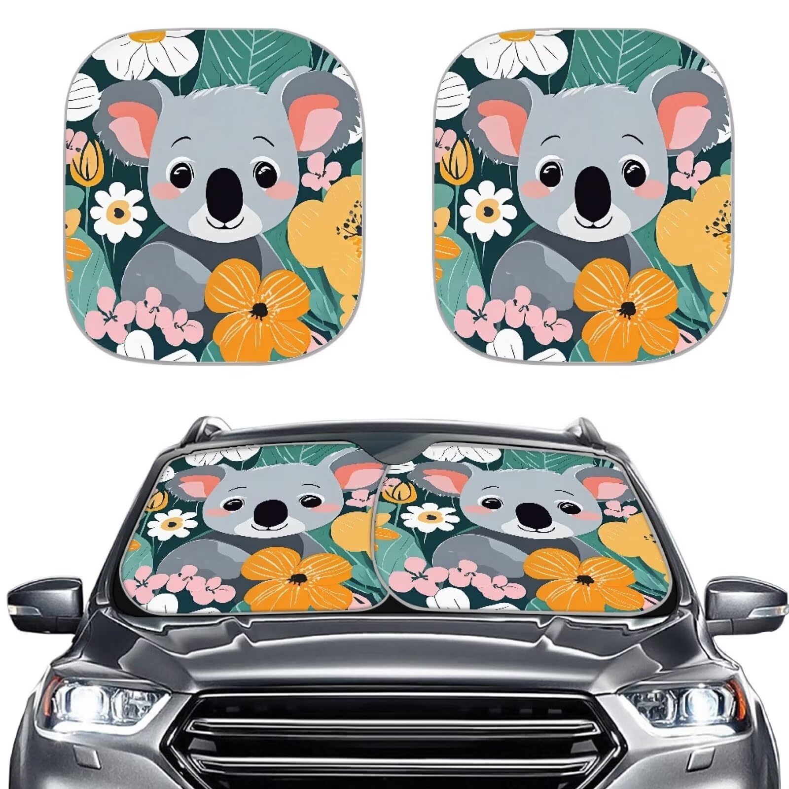 Renewold Childish Wombat Print Car Interior Accessories Sun Protection Washable Car Window Shades Front Windshield Heat Insulation Protection UV Rays Protection Fit for Cars Trucks Vans von Renewold