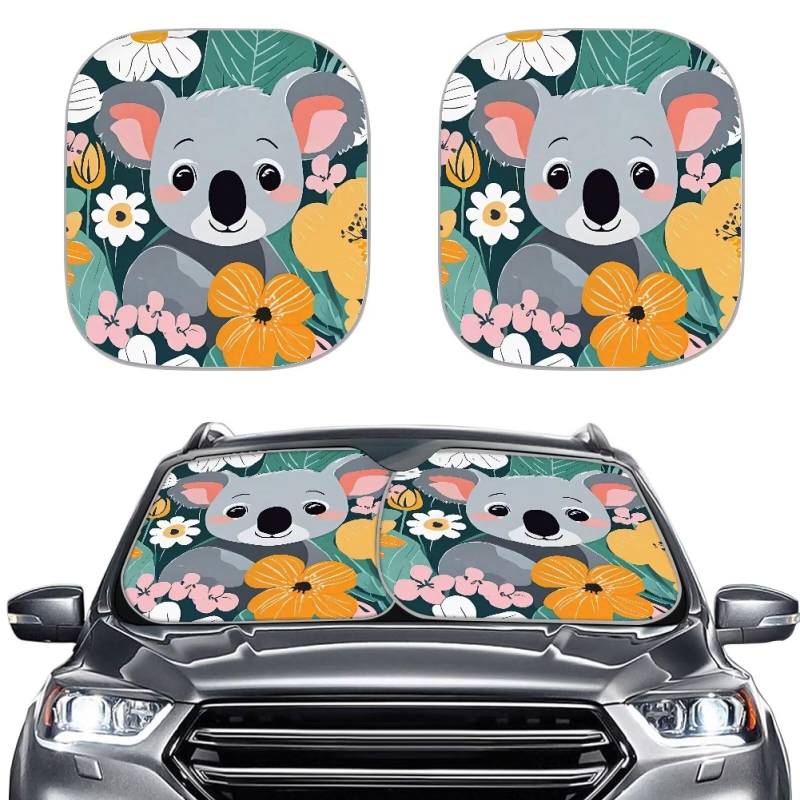 Renewold Childish Wombat Print Car Interior Accessories Sun Protection Washable Car Window Shades Front Windshield Heat Insulation Protection UV Rays Protection Fit for Cars Trucks Vans von Renewold