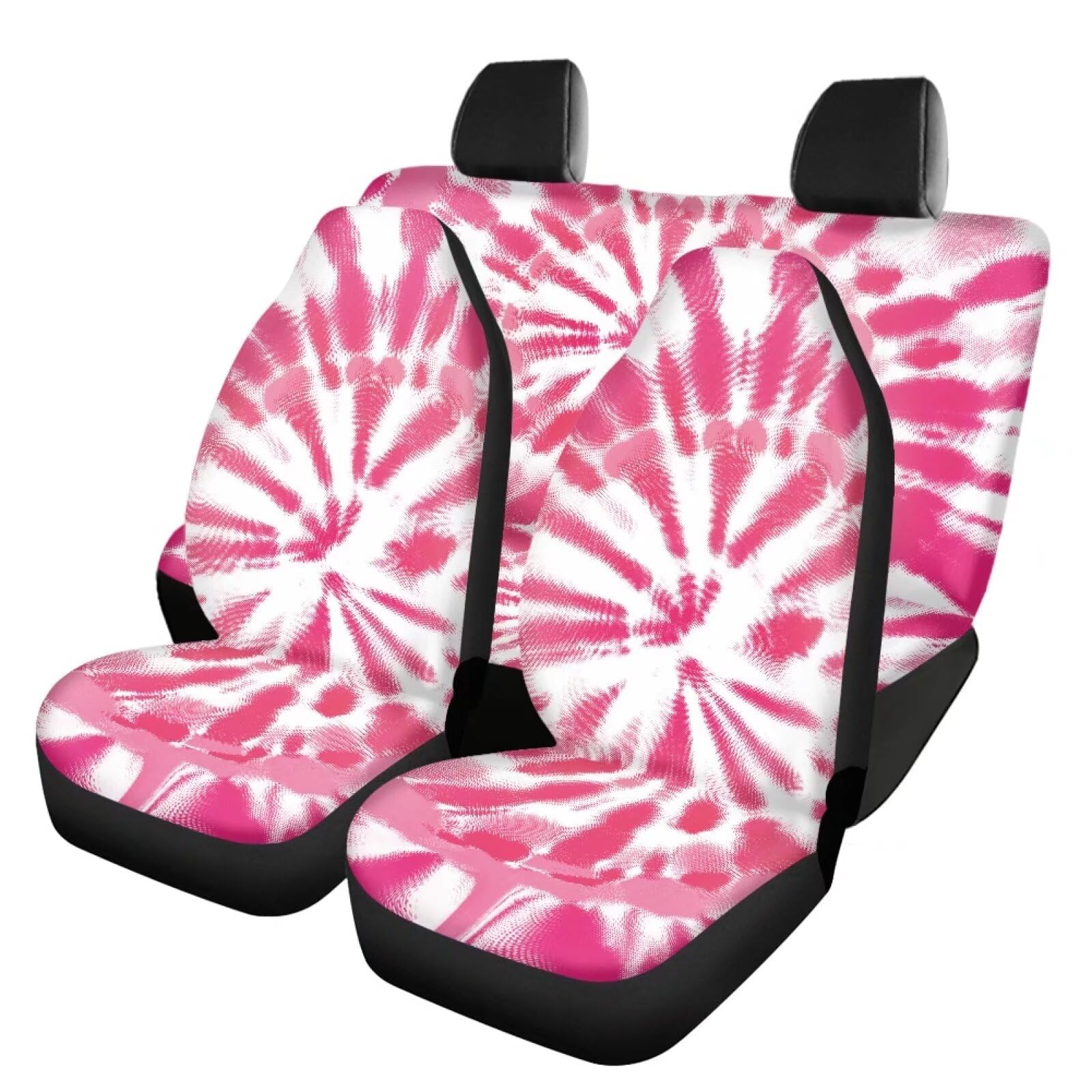 Renewold Stilvolle rosa Batik-Sitzbezüge, Polyester, modisches Autositzbezug, komplettes Set, einfache Installation, vollständiger Sitzschutz, Zubehör für Fahrzeug, Auto, LKW von Renewold