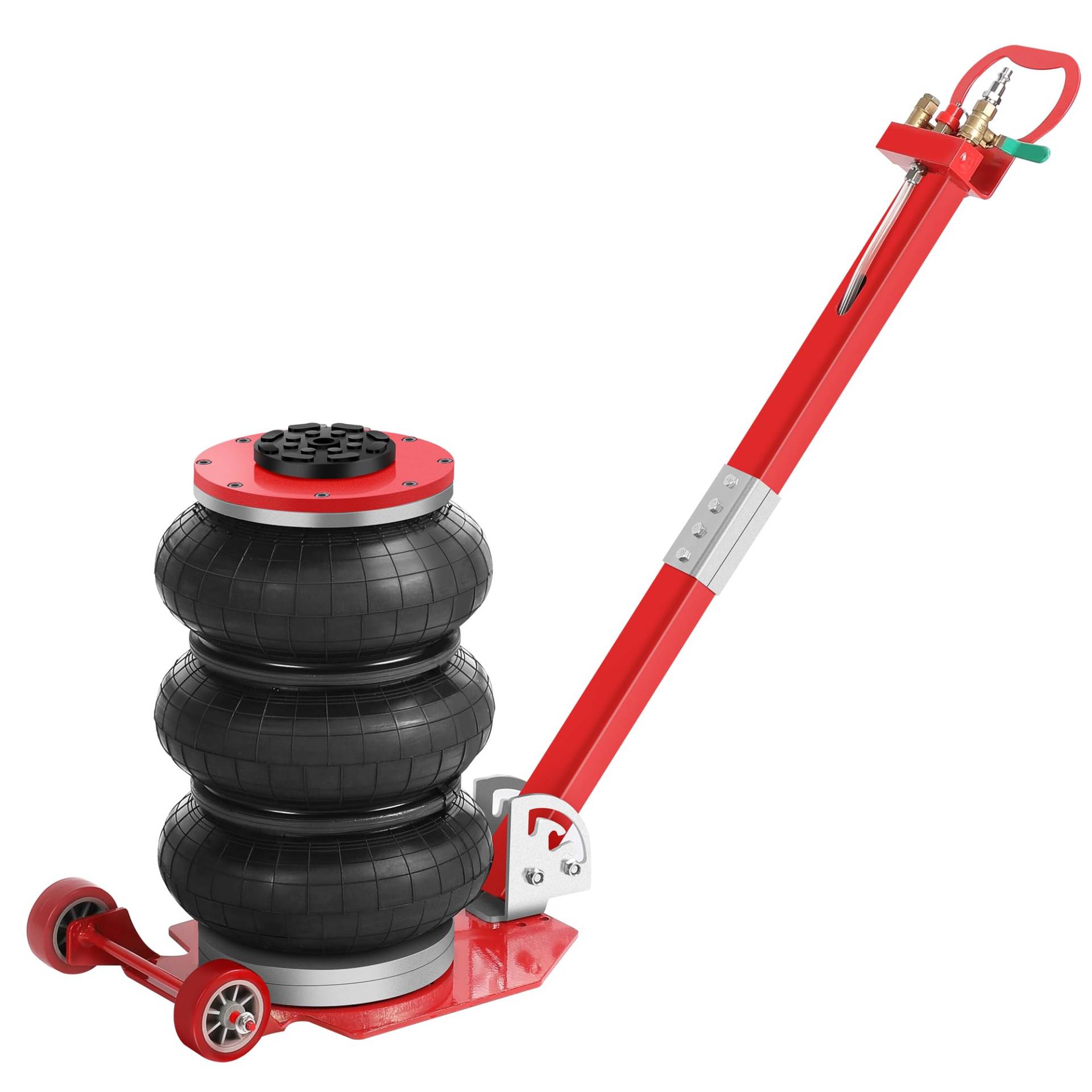 Rengue Air Jack 3 Ton 2990 kg Pneumatischer Wagenheber 3s Schnelles Heben Höhe bis zu 40cm, Air Jacks für Autos mit verstellbarem Langen Griff Heavy-Duty Triple Bag Air Jack Rot von Rengue