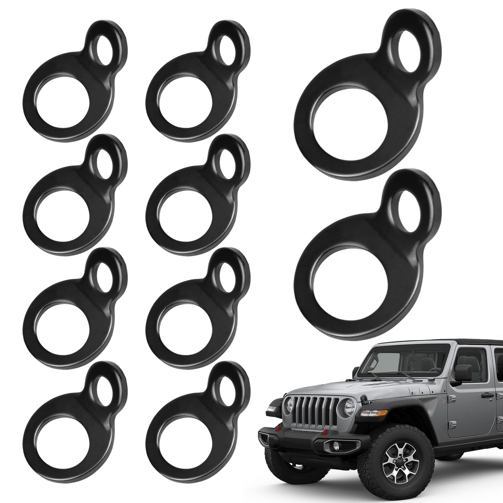 O-Ring-Spanngurte, Spannanker für Autos - O-Ring-Auto-Festankerhaken - 10 x Spannhaken aus Edelstahl, Spannankerhaken für Umzug, Reisen, Outdoor von Renywosi