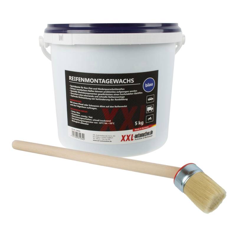 RepTools Spezial Reifenmontagepaste Blau 5 kg Set inklusive Pinsel für Breitreifen Niederquerschnittsreifen PKW Montagewachs von RepTools