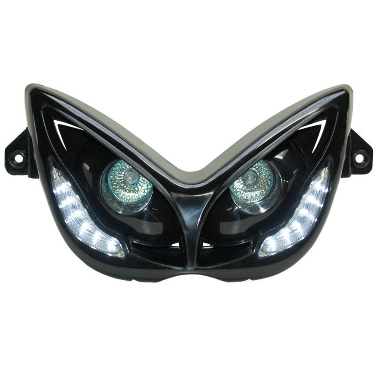 Replay Dualer Optischer RR8 für MBK Nitro 50 1997> 2012-YAMAHA 50 Aerox 1997 > 2012 Schwarz mit LEDs Weiß von Replay