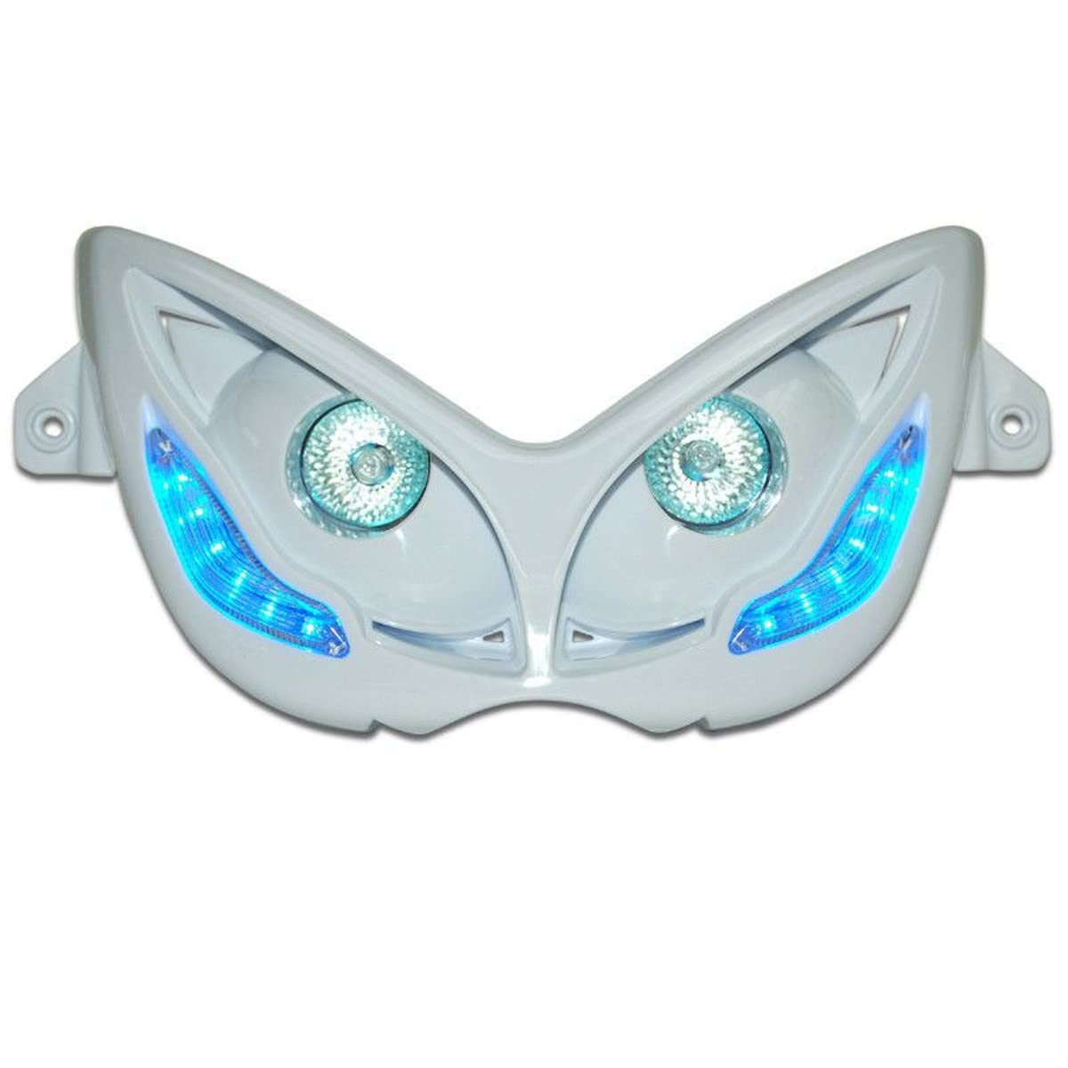 Replay Dualer Optischer RR8 für MBK Nitro 50 1997> 2012-YAMAHA 50 Aerox 1997 > 2012 Weiß mit LEDs Blau von Replay