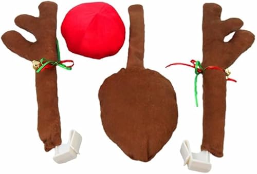 2 Sets Reindeer Car Set, Rentiergeweihe Für Die Autodekoration Weihnachts Car Plush Rudolph Costume, Car Decoration Christmas Elk Antlers with Antlers and Red Nose for Car Decoration Kit von Reppkyh