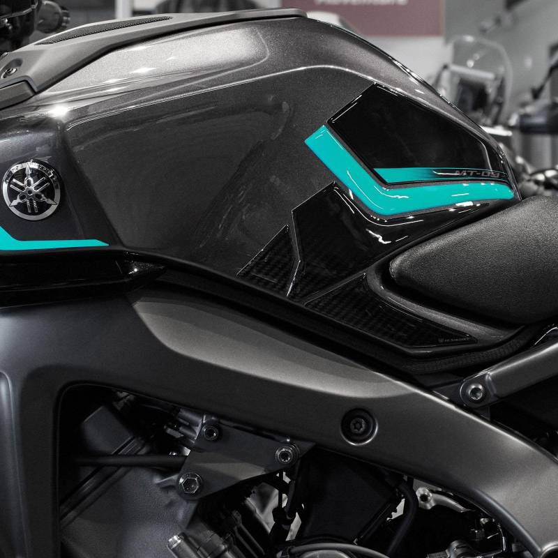 Resin Bike Aufkleber Motorrad Kompatibel Mit Yamaha MT-09 2024 Midnight Cyan. Motorrad Seitenschutzgitter Tank-Schutzfolie vor Stößen und Kratzern. Aufklebersatz 3D-Harzklebstoff - Stickers von Resin Bike