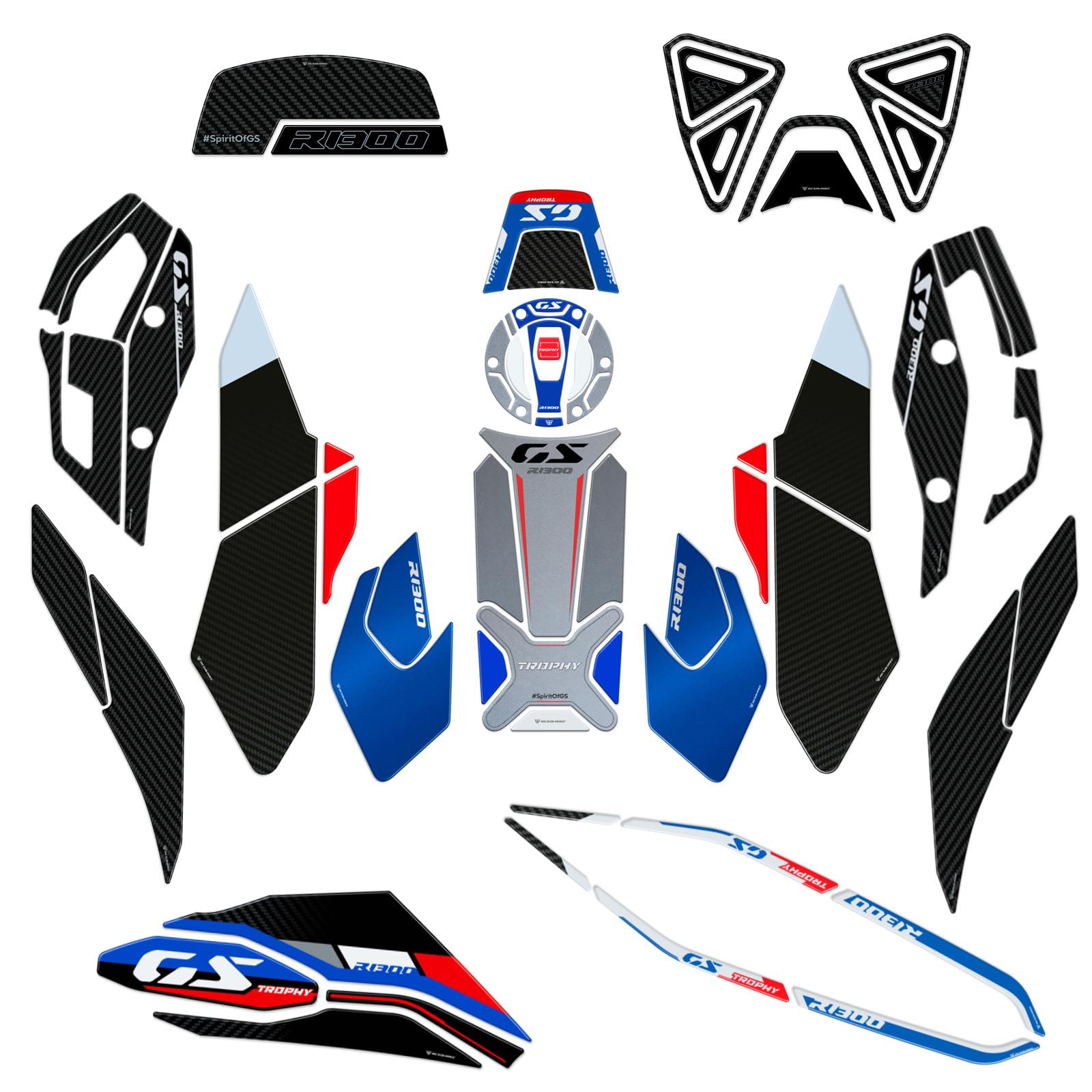 Resin Bike Kit Integral Aufkleber Kompatibel Mit BMW R1300GS Trophy 2023-2024. Schutz Motorrad Tank-Schutzfolie vor Stößen und Kratzern. Kit Aufklebersatz 3D-Harzklebstoff - Stickers Made in Italy von Resin Bike