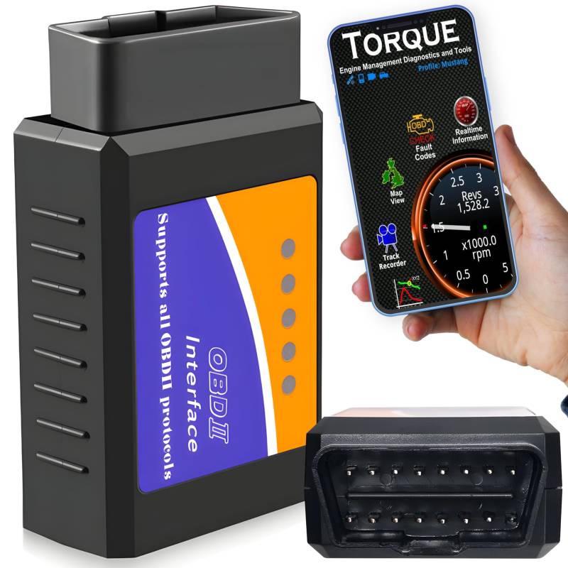 Retoo OBD2 Bluetooth Diagnosegerät, ELM327, Scanner Code für Auto Diagnose, Adapter Stecker für Android, Windows, Auto Code Leser, USB Scanner, OBDII KFZ Diagnose Scanner Tool von Retoo