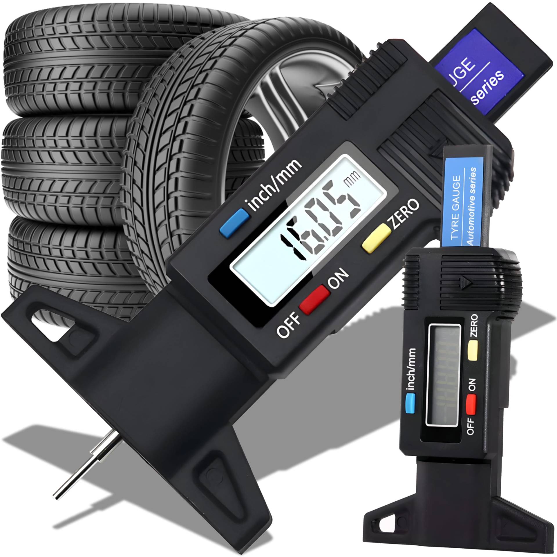 Retoo Reifen Profiltiefenmesser, Reifenmessergerät, Digital Reifenprofilmesser, Tiefenmesser mit LCD Display 0–25.4 mm, Reifen Profilmesser Messchieber, Messgerät für PKW, Vans, Motorrad, LKW von Retoo