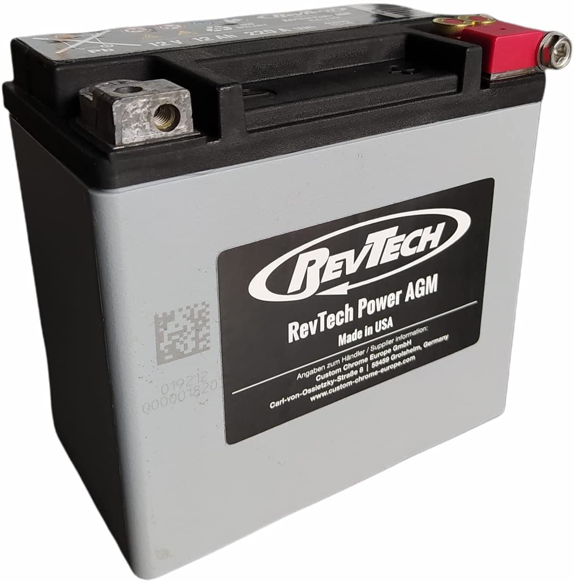 Batterie 12 V Revtech High Performance für maximale Einschaltdauer AGM 220 A 12 Ah kompatibel mit Harley XL 883-XL 1200 Iron Sportster Forty Eight Nightster XG Street... von RevTech