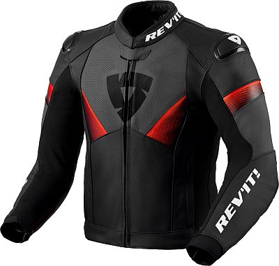 Revit Argon 2, Lederjacke - Schwarz/Neon-Rot - 52 von Revit