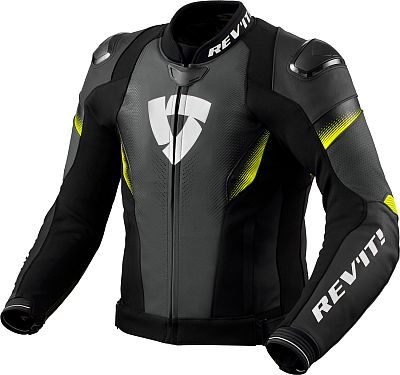 Revit Control, Leder-/Textiljacke - Schwarz/Neon-Gelb - 50 von Revit