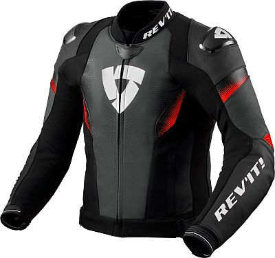 Revit Control, Leder-/Textiljacke - Schwarz/Neon-Rot - 50 von Revit