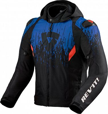 Revit Quantum 2 H2O, Textiljacke wasserdicht - Schwarz/Blau/Neon-Rot - XXL von Revit