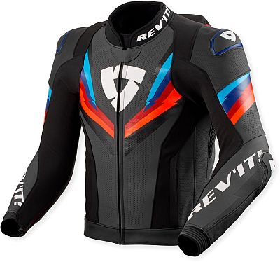 Revit Quantum 3 Pro, Lederjacke - Schwarz/Rot/Blau - 46 von Revit