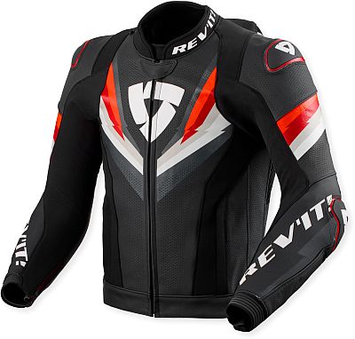 Revit Quantum 3 Pro, Lederjacke - Schwarz/Weiß/Rot - 46 von Revit