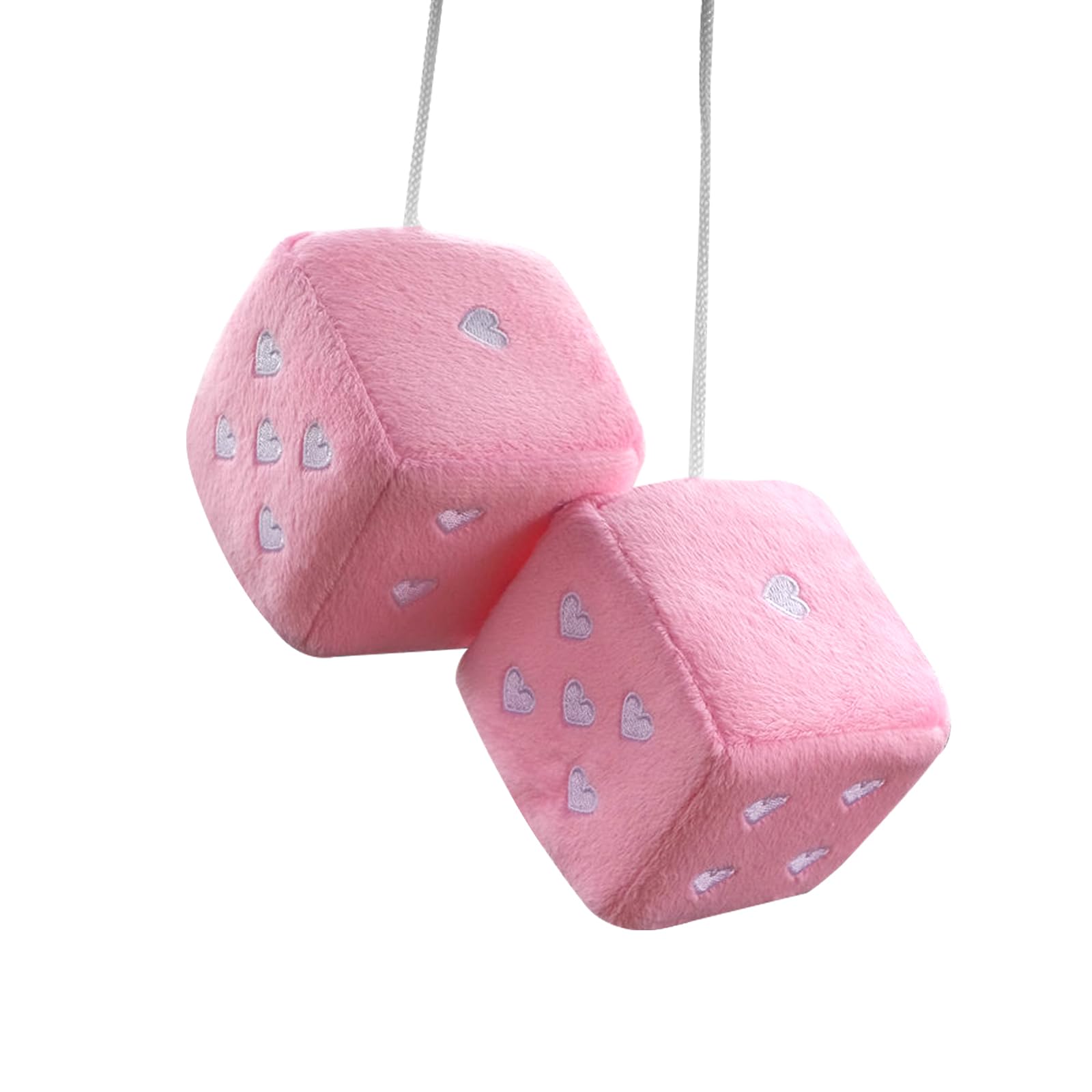 Dice Plushies Retro 2 pcs Car Hanging Furry Dice Square Mirror Fuzzy Plush Dice with Dots Car Interior Hanging Ornament Decoration Fuzzy Retro Dice for Rear View Mirror (rosa) von RevpoltIQ