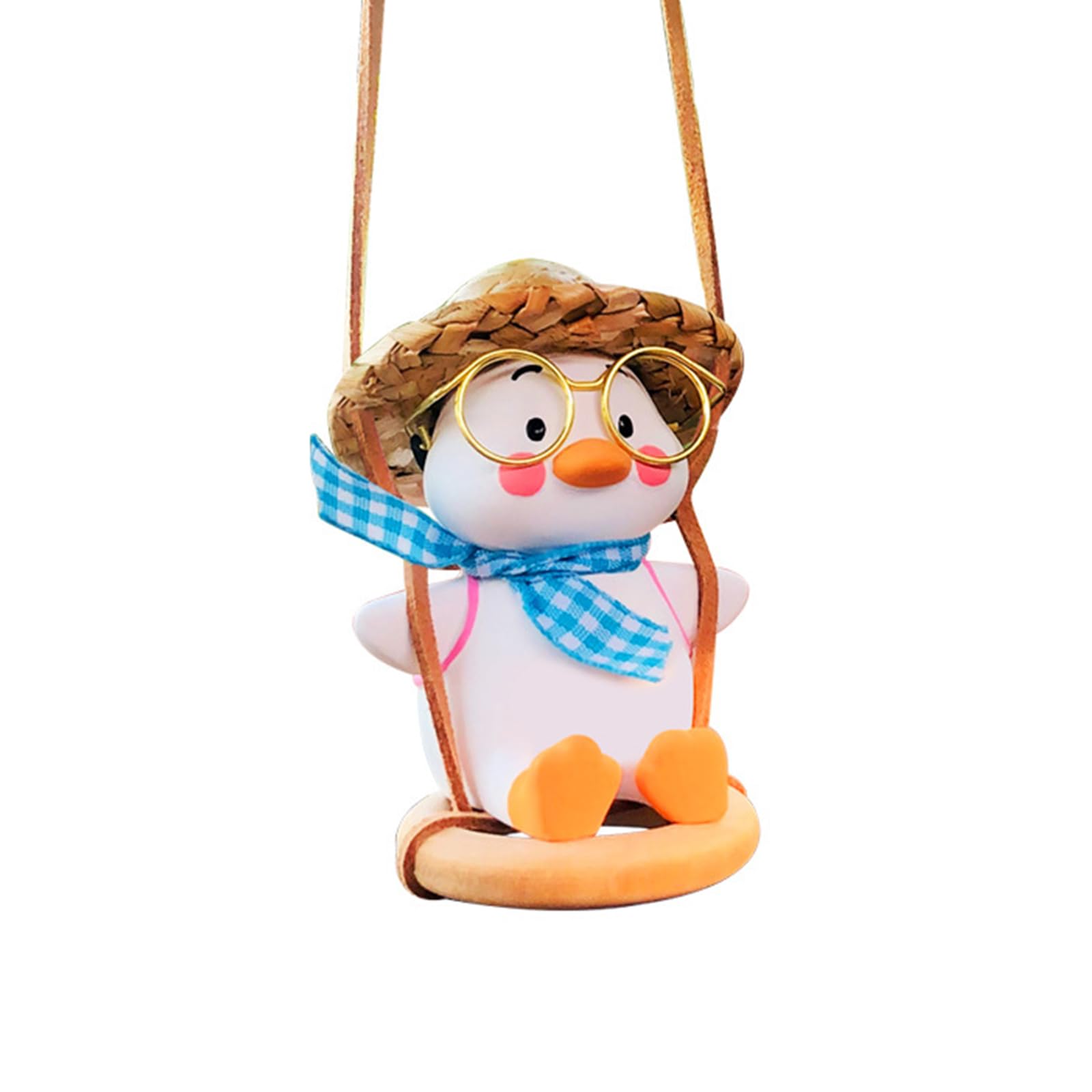 Schwingende Ente Auto Hängend Ornament, Süße Schaukel Ente Dekor, Auto Rückspiegel Anhänger, Swinging Duck Hängendes Ornament, Innendekoration Zubehör, Geschenk für Frauen und Männer (Blauer Schal) von RevpoltIQ