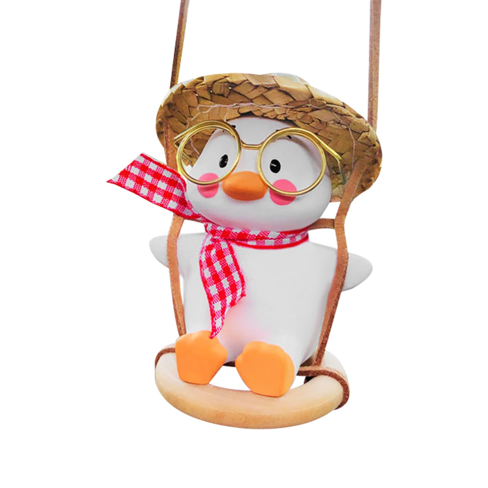 Schwingende Ente Auto Hängend Ornament, Süße Schaukel Ente Dekor, Auto Rückspiegel Anhänger, Swinging Duck Hängendes Ornament, Innendekoration Zubehör, Geschenk für Frauen und Männer (Rosa Schal) von RevpoltIQ