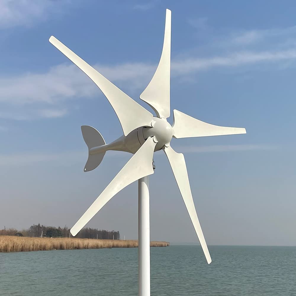 600W Windturbine mit 5 Flügeln 12V 24V 48V Windkraftanlage mit MPPT Regler geräuscharm Windgenerator für Zuhause (24V mit Controller) von Rewindagic