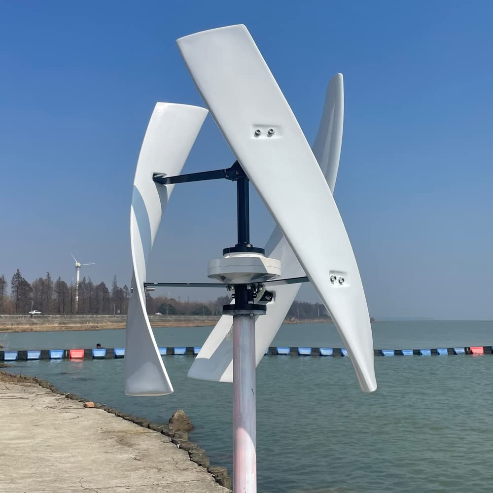 800W Maglev Windkraftanlage vertikale Windräder 12V 24V 48V Windgenerator 3 Achse Windturbine mit MPPT Regler Heimgebrauch (48V weißer Klingen) von Rewindagic