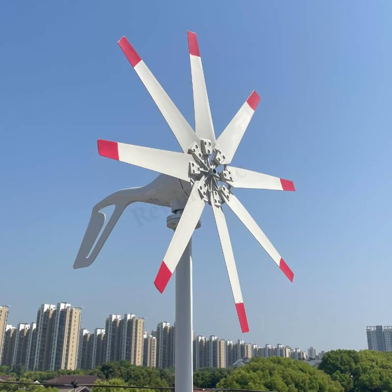 800W Windturbine Windkraftanlage 12V 24V 48V Windgenerator mit MPPT Laderegler 8 Klingen Windräder für Hausgebrauch Yacht Yard Dach Boot Windmühle (12V mit MPPT Regler) von Rewindagic