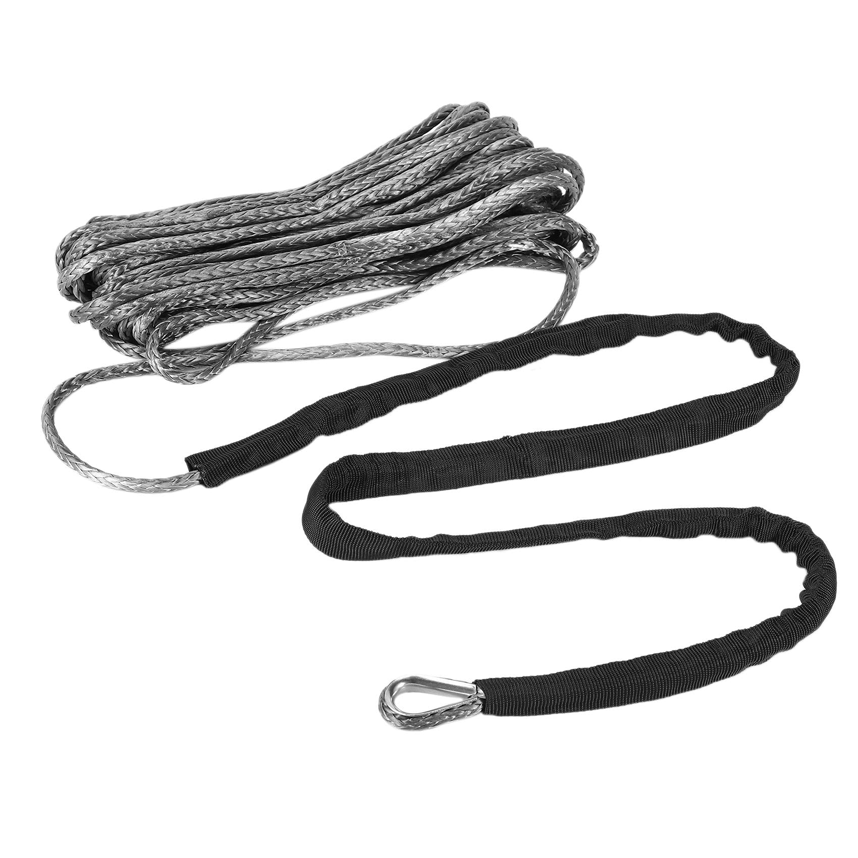 Rfeeuubft 1,9 cm (3/16 Zoll) x 50 Zoll 7700 Lbs Seilwinde Kabel synthetisch mit Abdeckung für ATV UTV (grau) von Rfeeuubft