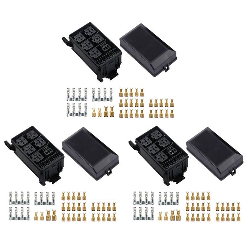 Rfeeuubft 3X Sicherungsrelais Box 5 Sicherung Halter 6 Relais Block Halter Sicherungsblock 12V Sicherungskasten Wagen von Rfeeuubft