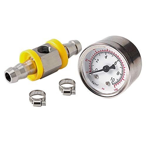 Rfeeuubft Universelles Kraftstoff Manometer 1/8 NPT (140) mit 3/8 Kraftstoff Leitung Kraftstoff Druck Messer Sensor T-Fitting Adapter von Rfeeuubft