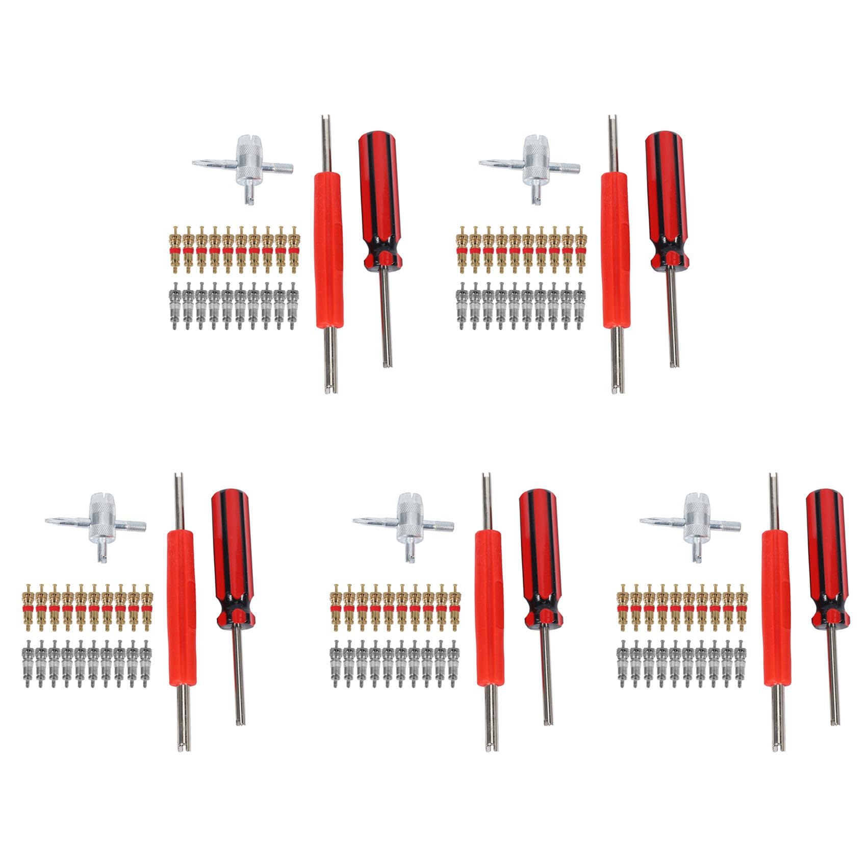 Rfeeuubft Ventil Werkzeug Satz 100 Teilig Ventil Kerne, 4 Wege Ventil Werkzeug, Doppel Einzel Ventil Entferner, Reifen Reparatur Werkzeug von Rfeeuubft