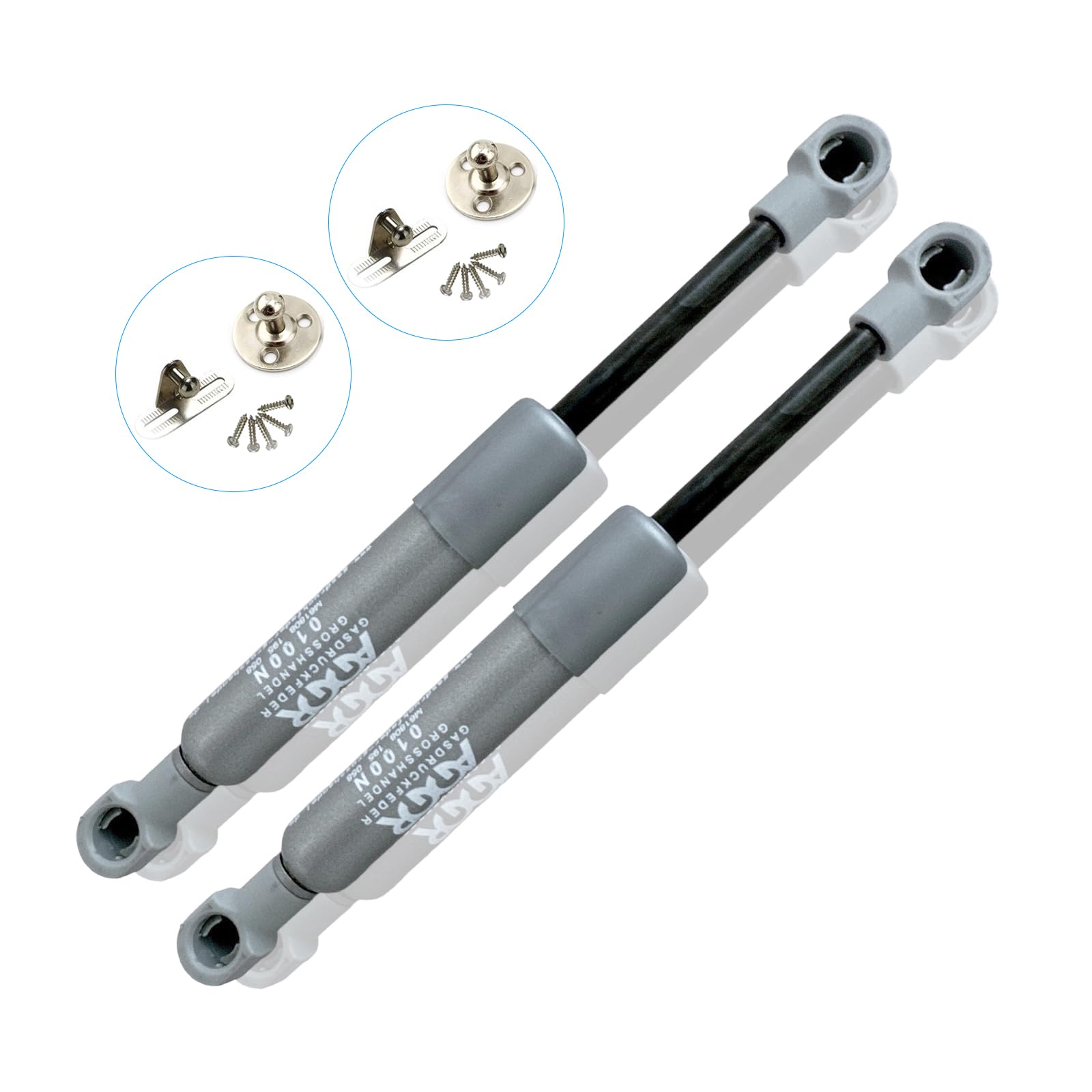 2x RhedexX® Gasdruckfeder Ersatz für Stabilus LIFT-O-MAT 195mm/58mm/200N Grau - Gasdruckdämpfer Kesseböhmer Küche Möbelklappen Gasfeder Liftomat MIT BESCHLAG (200 N) von RhedexX