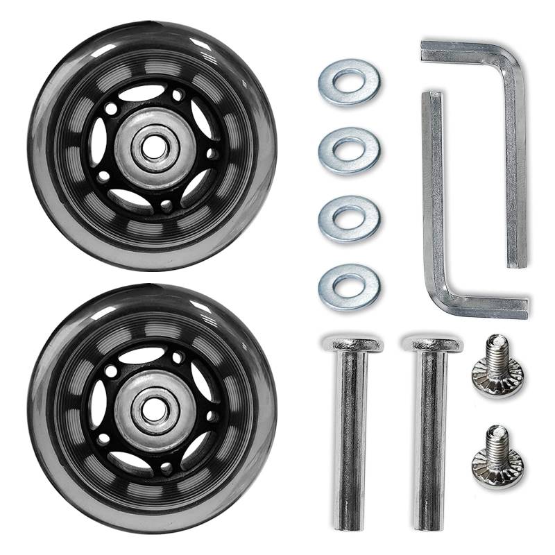 Rhinenet Ersatz-Gepäck-Kofferräder OD 68 mm Reparaturset Teile Achsen Gummi Metall Klar Räder Rollenlager Werkzeuge Verschleißfeste Dämpfer Flexibel Set von (2) Rädern 68 mm x 24 mm x 6 mm von Rhinenet