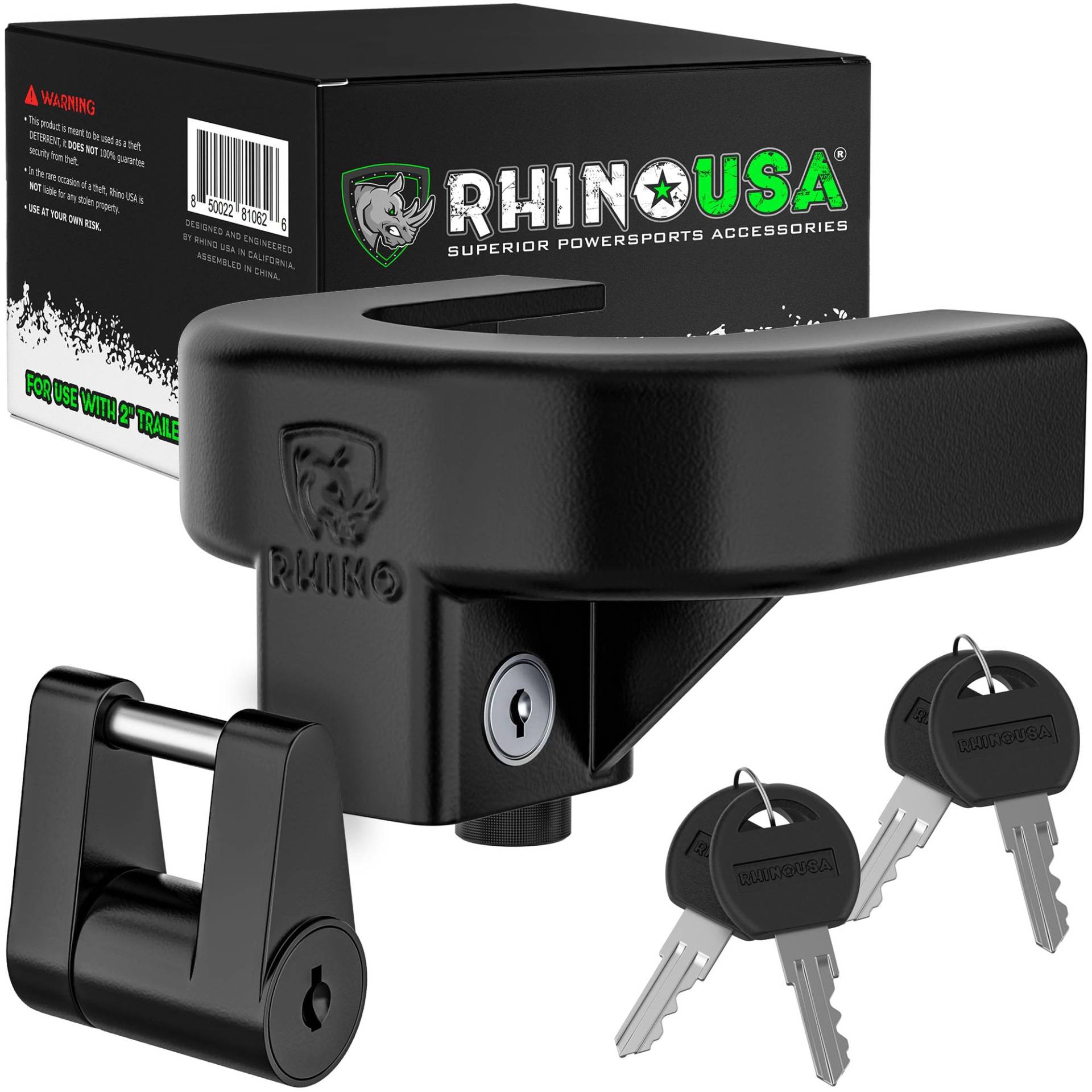 Rhino USA Anti-Diebstahl Anhängerkupplungs Set mit Haken – 5 cm e .63 cm Zoll Kupplungen – robuste Anhängerkupplungsschlösser für Boote Wohnmobile Wohnwagen und mehr von Rhino USA