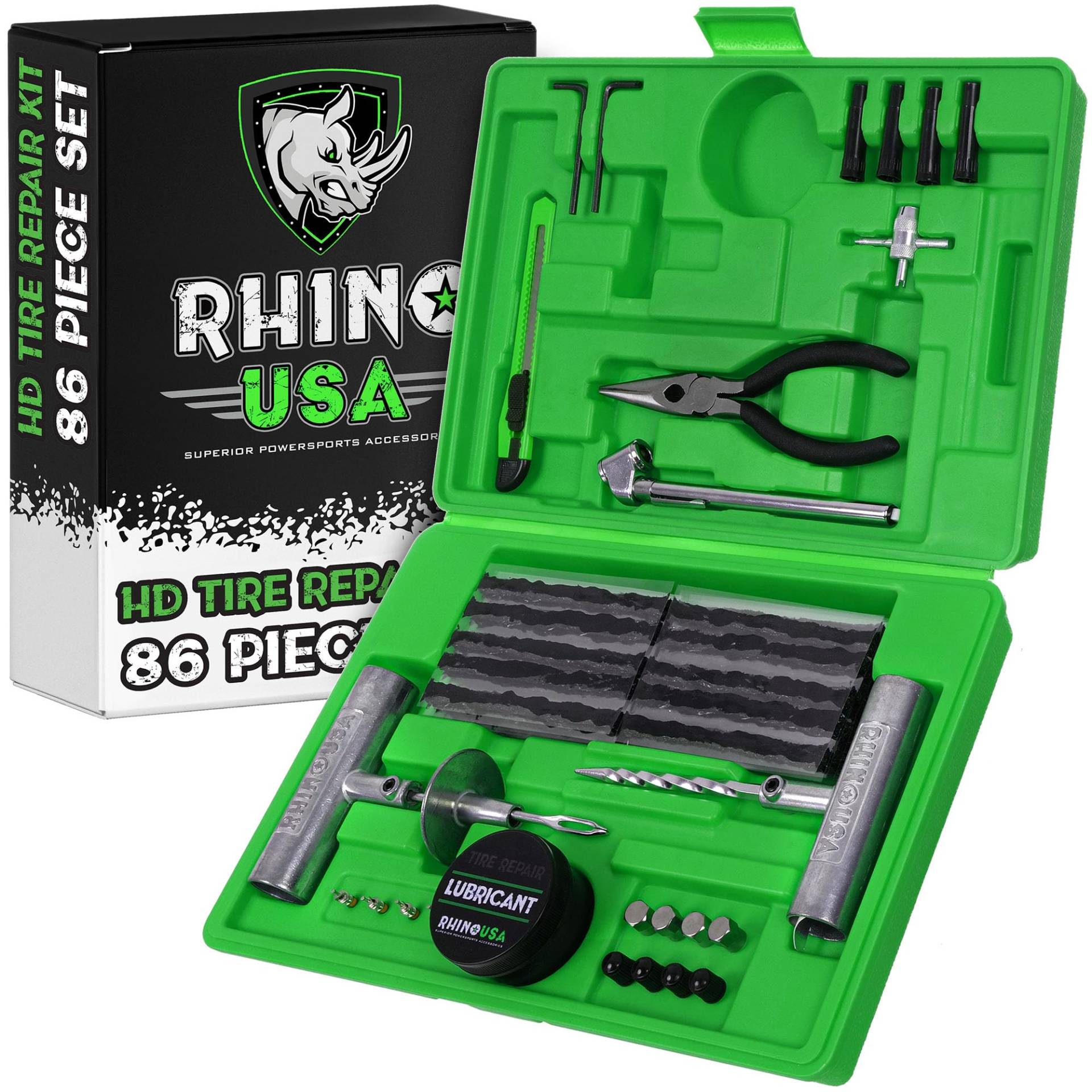 Rhino USA Reifenreparaturset – Reifen Reparaturset Repariert Ganz Einfach Durchstiche und Platte Reifen - Robustes Autoreifen Reparaturset auch für Andere Fahrzeuge und Anhänger von Rhino USA