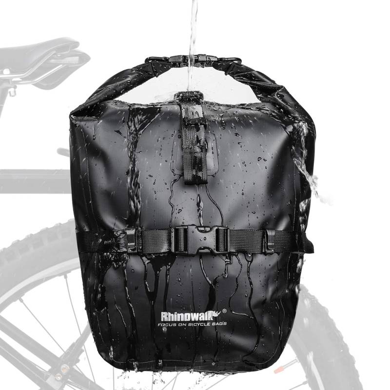 Rhinowalk Fahrradtasche Wasserdicht Gepäckträgertasche Fahrrad Gepäckträger Seitentaschen Rolltop Radtasche Hinterradtasche von Rhinowalk