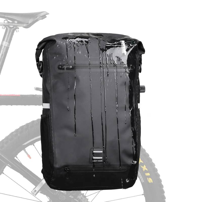 Rhinowalk Fahrrad Gepäckträgertasche Wasserdicht 22L Fahrradtasche Hinterradtasche Gepäckträger Seitentaschen Rolltop Radtasche von Rhinowalk