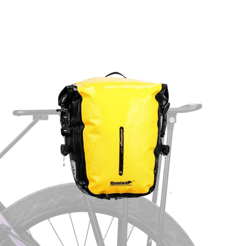 Rhinowalk Fahrrad Gepäckträgertasche Wasserdicht 7L Fahrradtasche für Gepäckträger Fahrrad Trägertasche Seitentaschen Rolltop Hinterradtasche mit Schultergurt von Rhinowalk