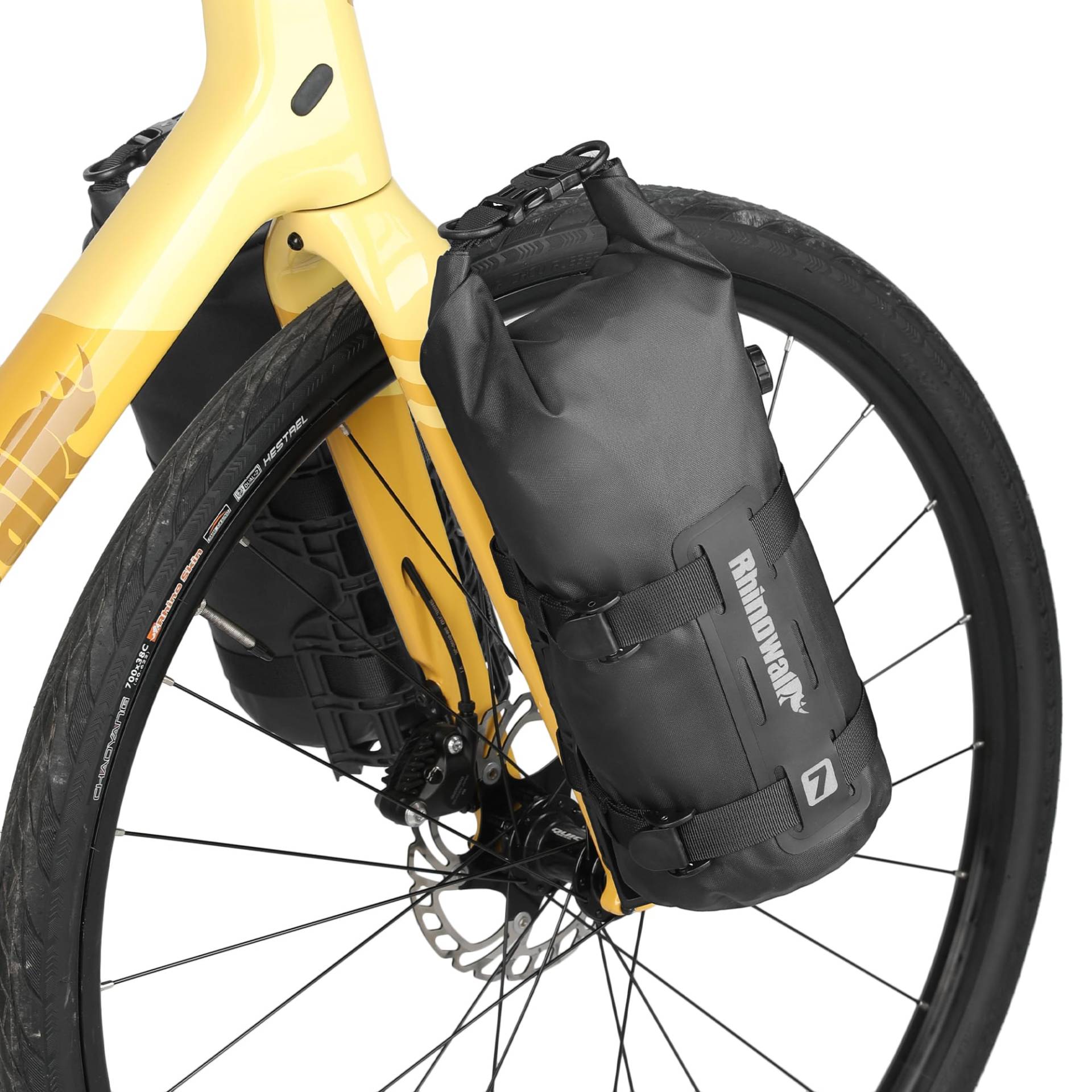 Rhinowalk Fahrrad Vordergabeltasche, wasserdichte Fahrrad Gepäcktasche, Satteltasche, Gabeltasche, Gepäckträger, Fahrradtasche, für E-Scooter, Mountainbike, Rennrad, Zubehör, 7L- Schwarz von Rhinowalk