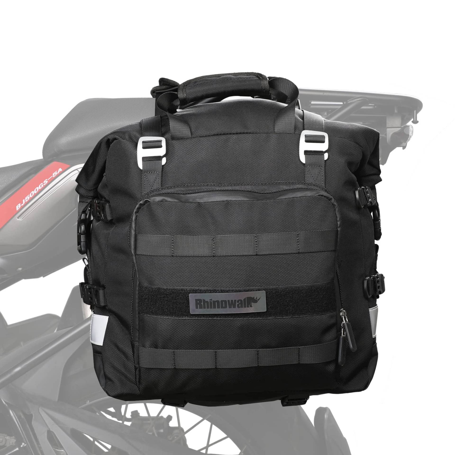 Rhinowalk Motorrad Satteltasche 20L Wasserdicht Motor Seitentasche Gepäcktasche Hecktasche Hinterradtasche (Schwarz) von Rhinowalk