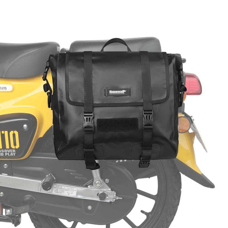 Rhinowalk Motorrad-Satteltaschen, wasserdichte Gepäcktaschen, Schnellverschluss-Motorrad-Seitentaschen, 15 l, passend für die meisten Motorrad mit Seitenrahmen (schwarz, 1er-Pack) von Rhinowalk