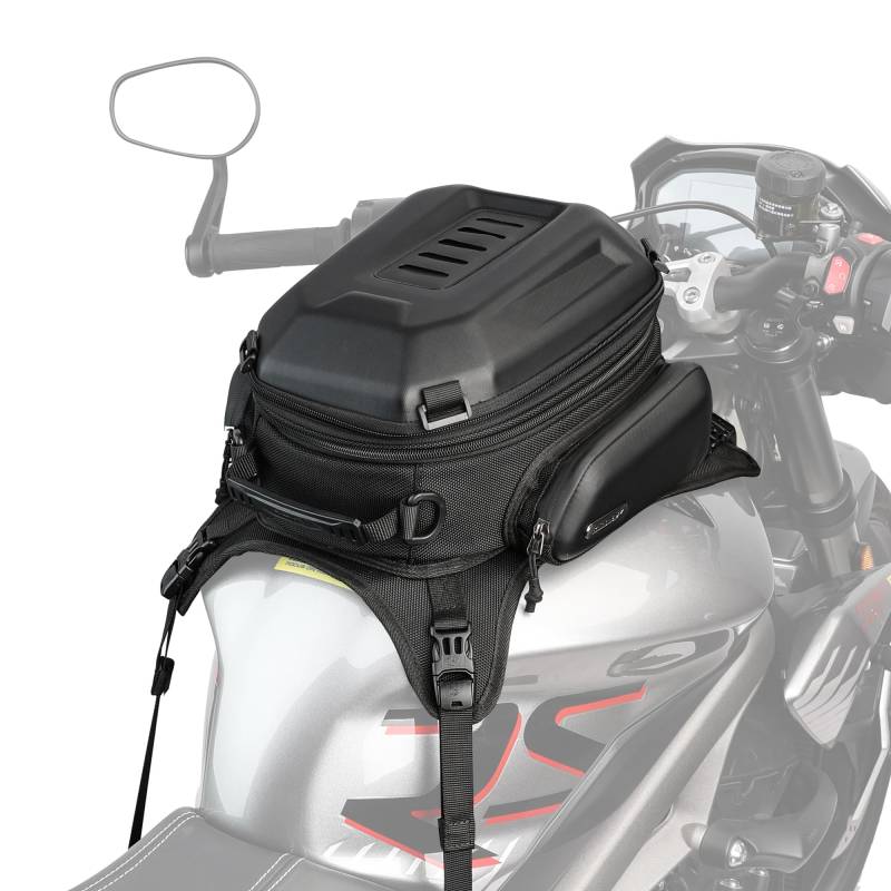 Rhinowalk Motorrad Tankrucksack Tanktasche Hartschale Wasserdicht Erweiterbar 15-18L Motorrad Sitz Aufbewahrungstasche Motorrad Tasche Gepäcktasche Rucksack von Rhinowalk