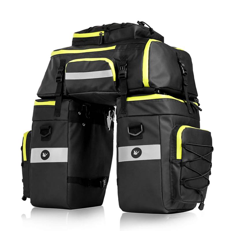 Selighting Fahrrad Gepäckträgertasche 3 in 1 Multifunktion wasserdichte Fahrradtasche 75L Hinterradtasche mit Regenschutz (Grün) von Rhinowalk